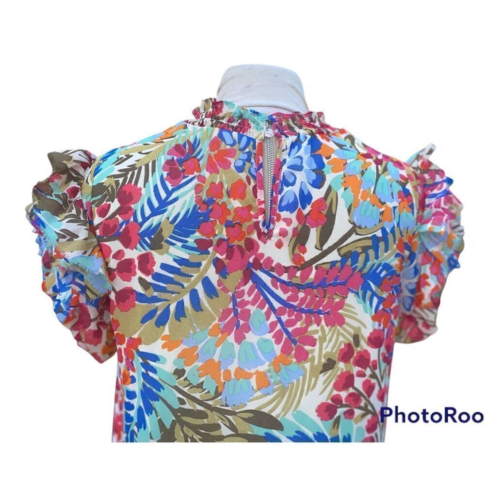 Sugar Lips Floral Top Lined Keyhole Button Back Sz. L Feminine - Picture 10 of 13